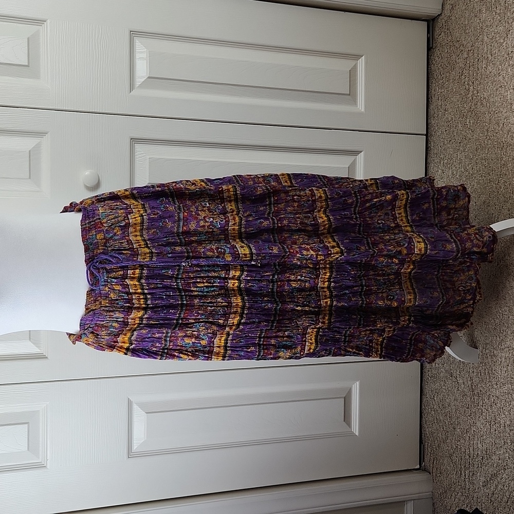 UNBRANDED skirt. Broomstick vintage drawstring skirt! Purple yellow blue red O/S